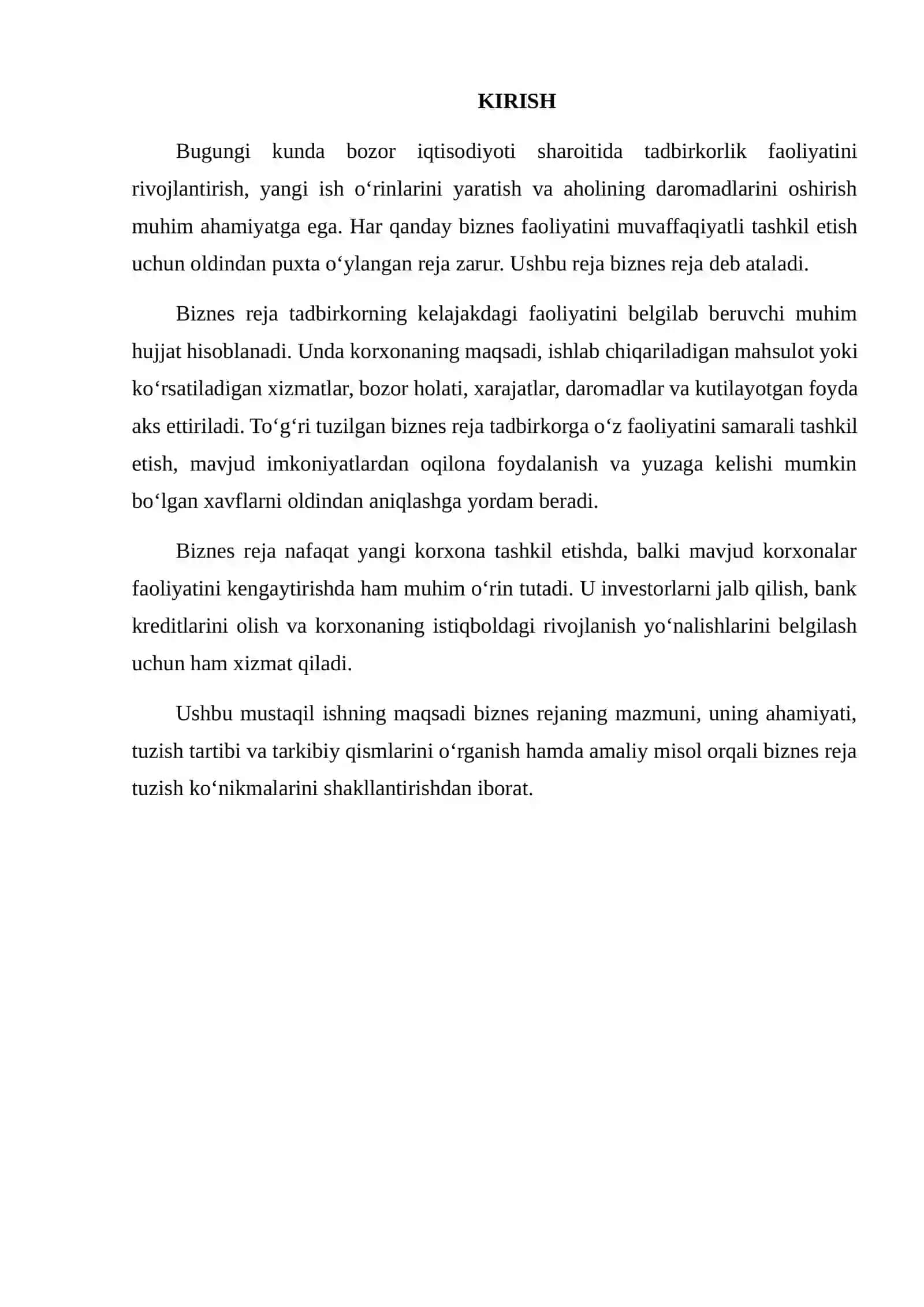 BIZNES REJA TUZISH TARTIBI VA UNING TARKIBIY QISMLARI 2