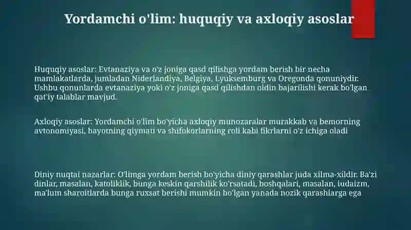 Evtanaziya Muommolari 2