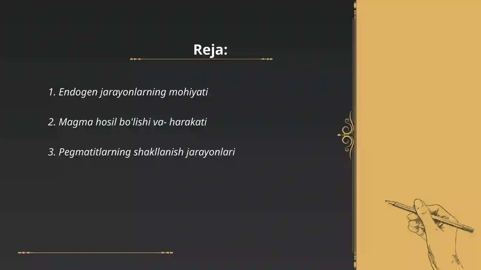 Endogen va ekzogen jarayonlar(magmatik va pegmatit),geokimyosi 2