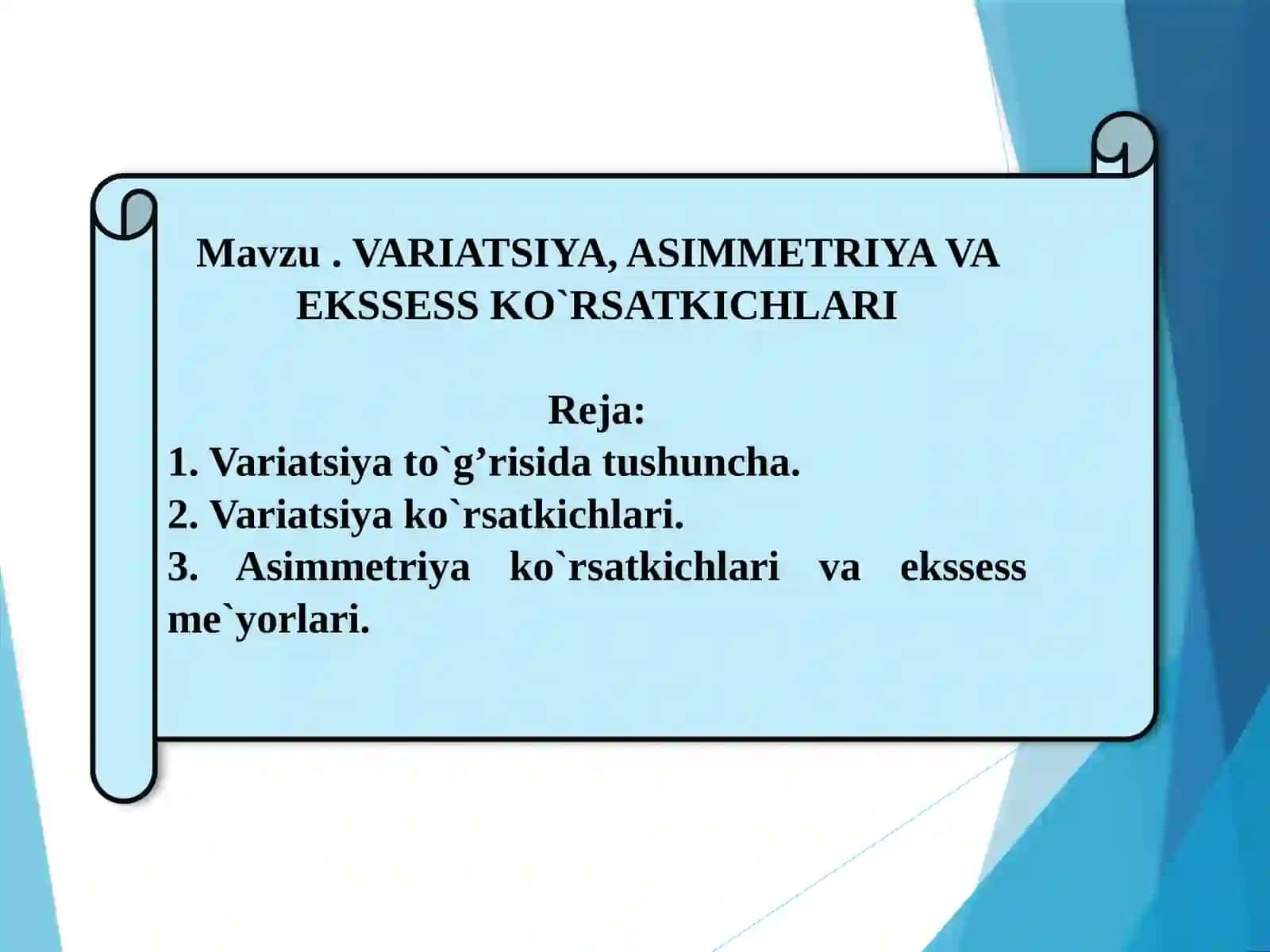 VARIATSIYA KO’RSATKICHLARI 2
