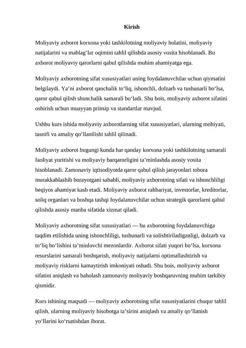 Moliyaviy axborotlarning sifat xususiyatlari 2
