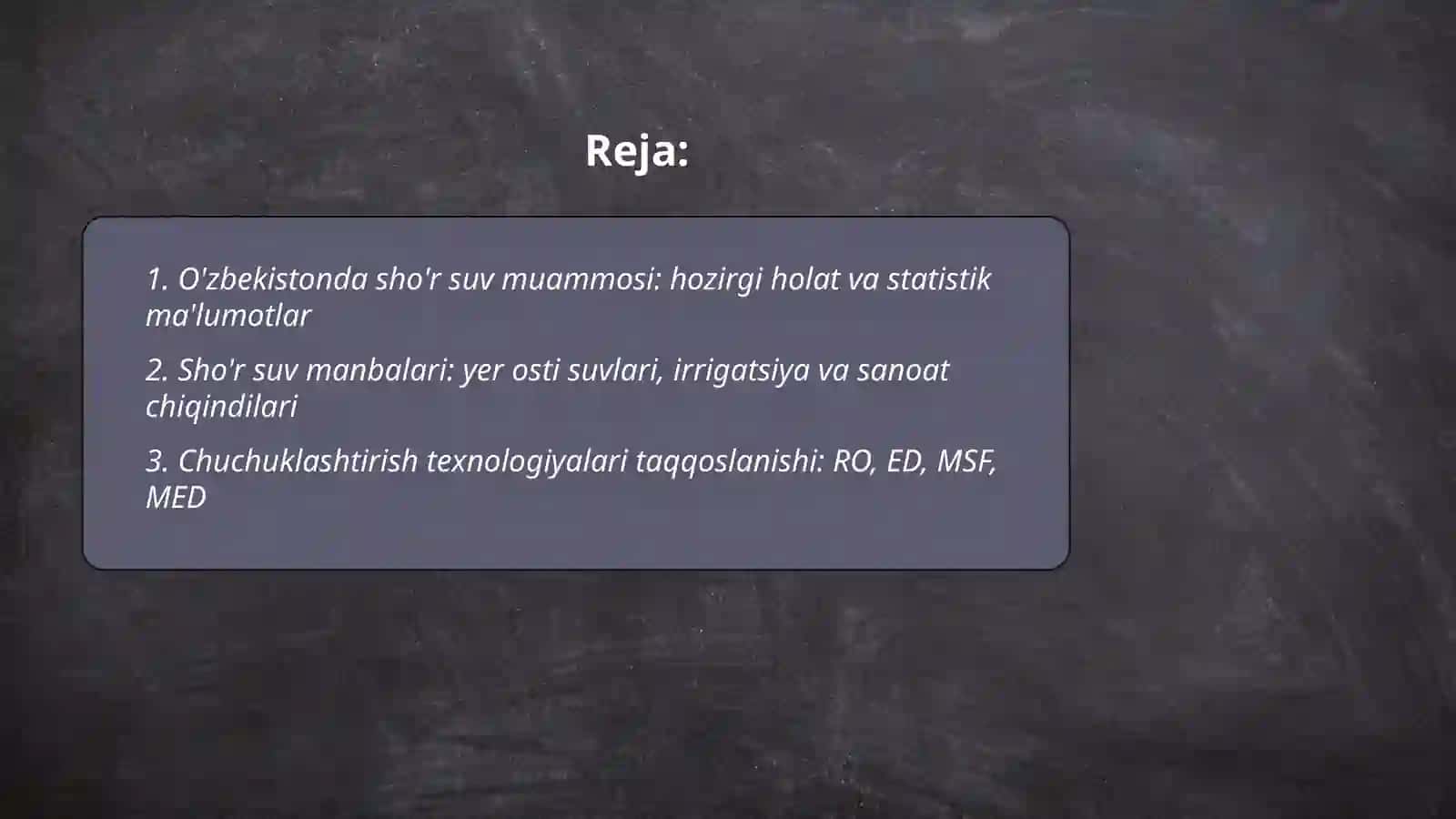 O'zbekiston sharoitida sho'r suvlarni chuchuklashtirish g'oyasini yaratish 2