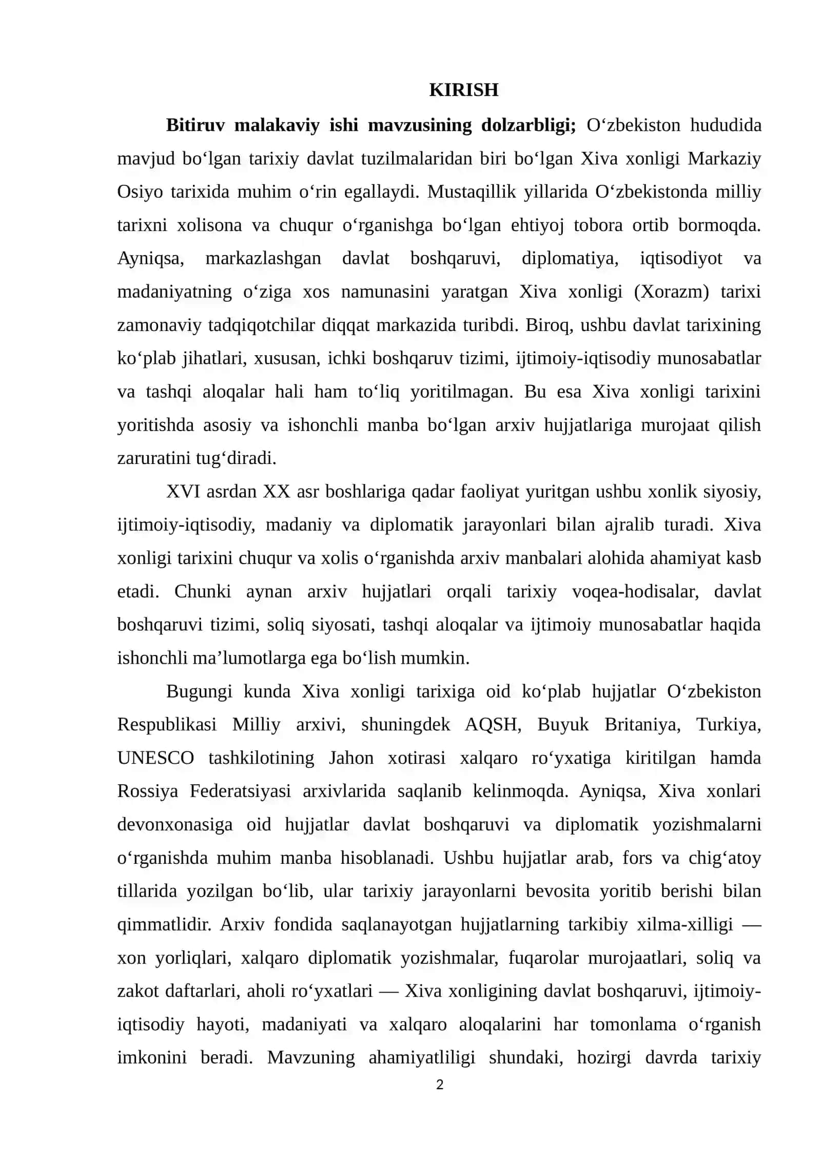 XIVA XONLIGINI TARIXINI O‘RGANISHDA ARXIV MANBALARI 2