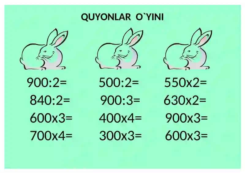 Boshlang'ich matematika fanidan ko'rgazmali masalalar to'plami 2