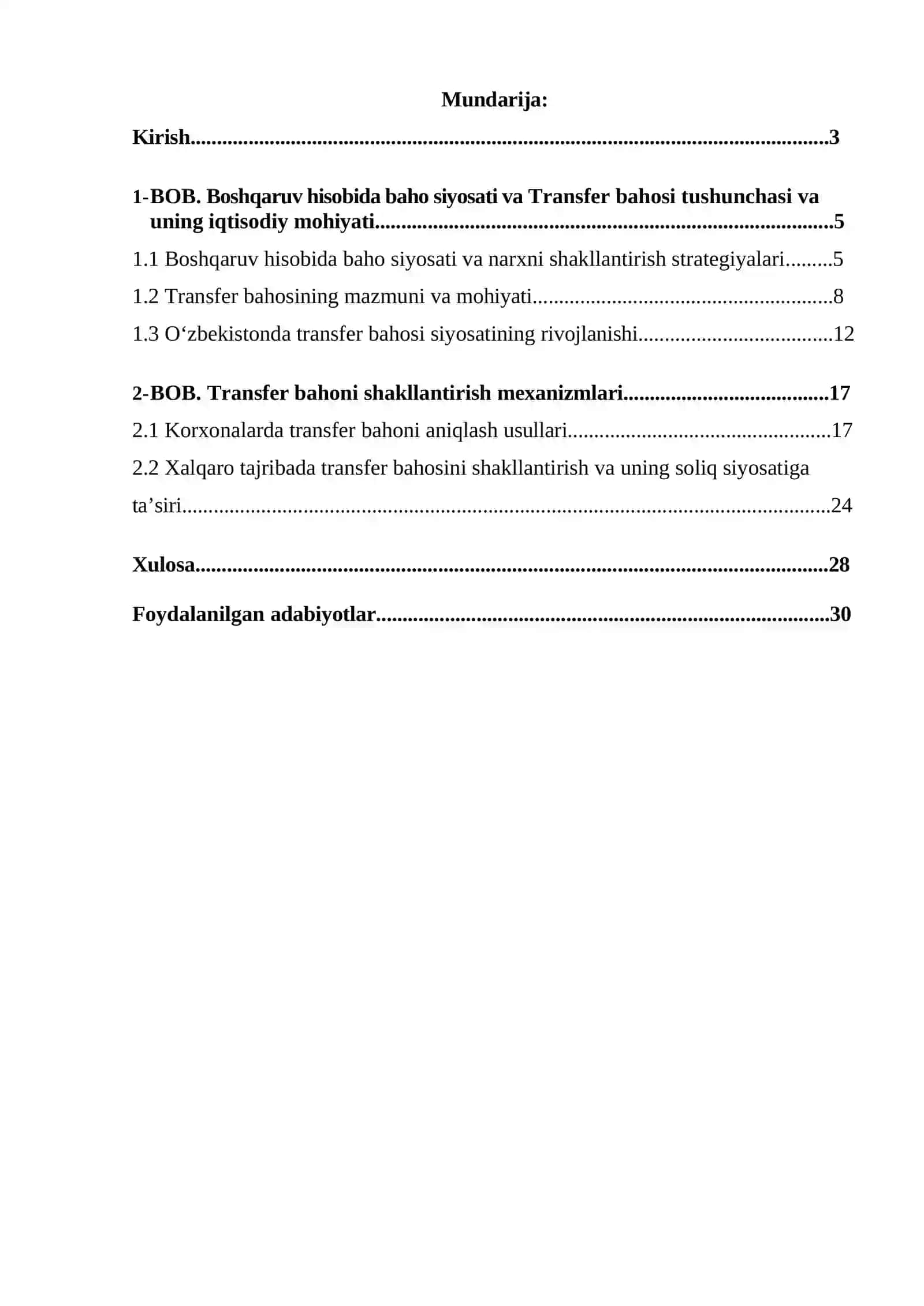 Boshqaruv hisobida baho siyosati va transfert bahoni shakllantirish 2
