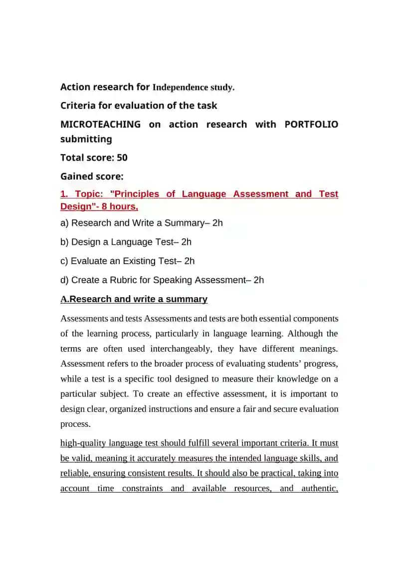 Principles of Language Assessment and Test Design 2