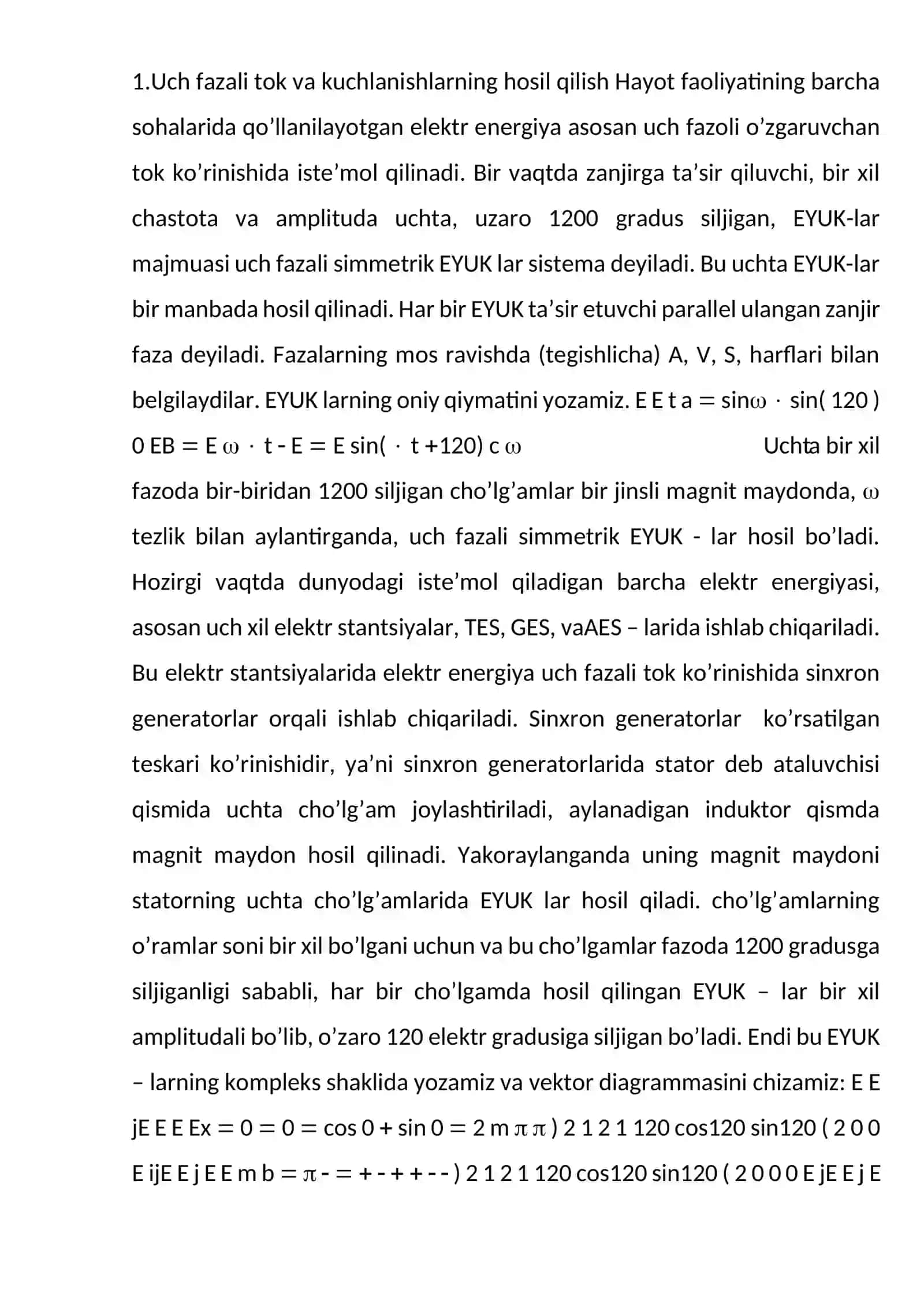 UCH FAZALI ELEKTR ZANJIRLARINI O`LCHASHLAR 2