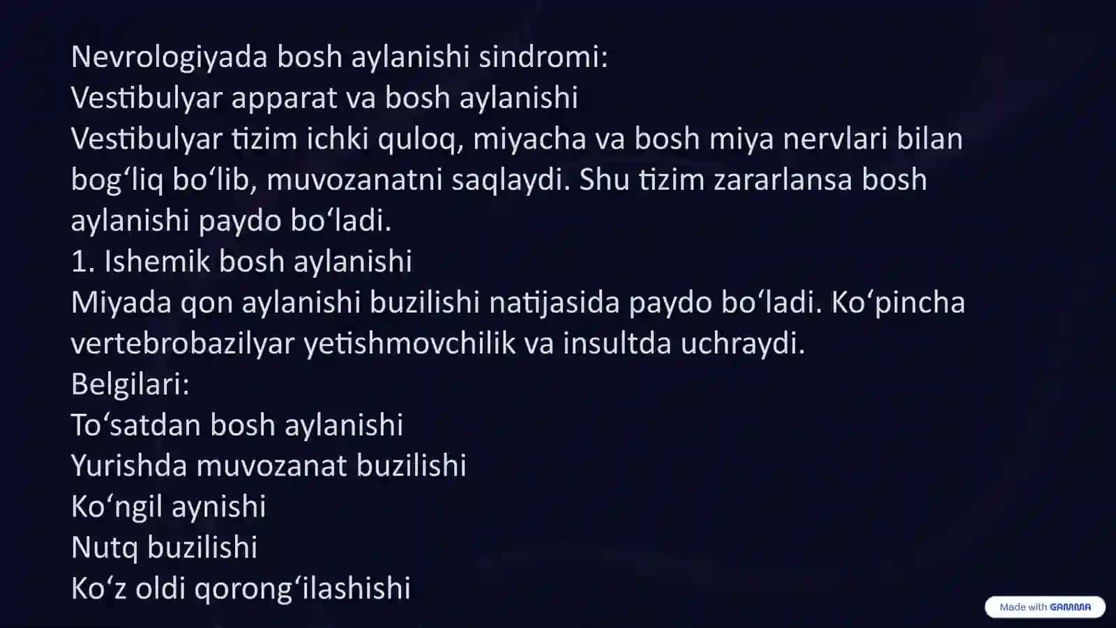 Bosh aylanishi sindromi: Etiologiya va klinik yondashuv 2