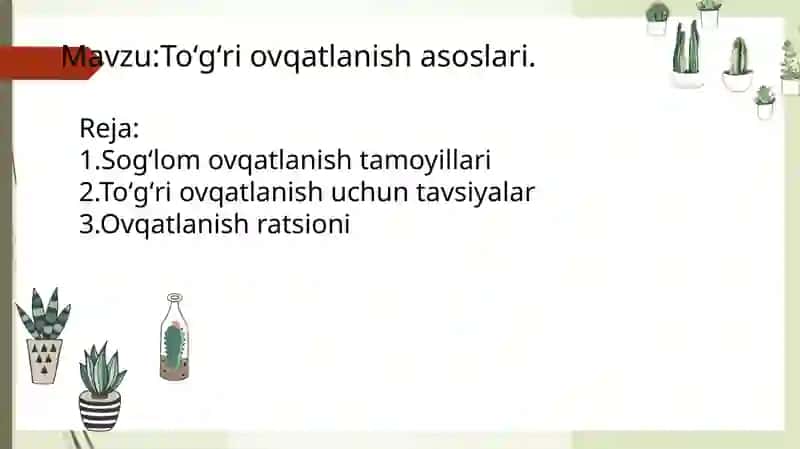 Toʻgʻri ovqatlanish asoslari 2