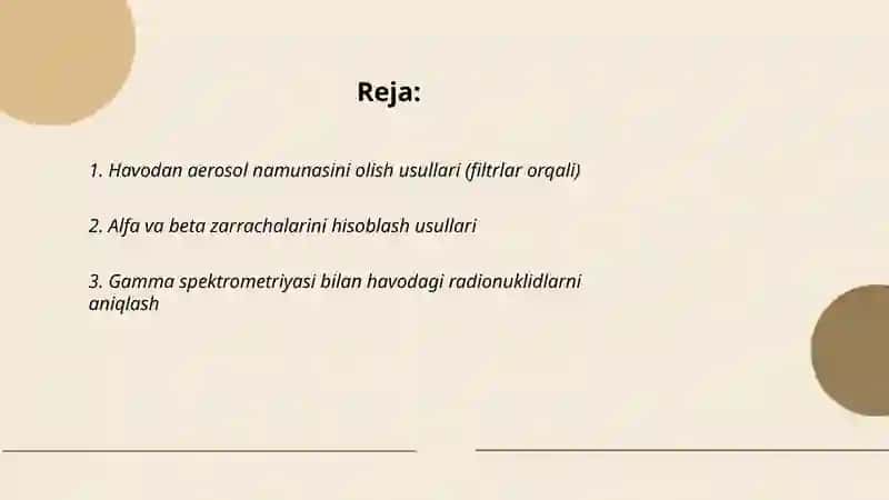 Atmosfera havosining radioaktivligini tekshirish usullari 2