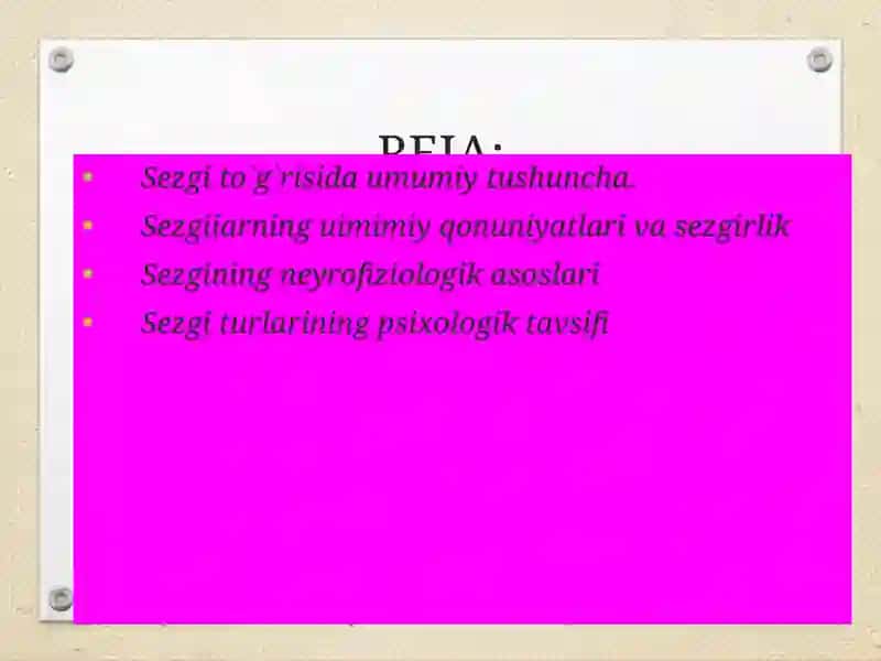 Sezgi Turlari va Ularning Qonuniyatları 2