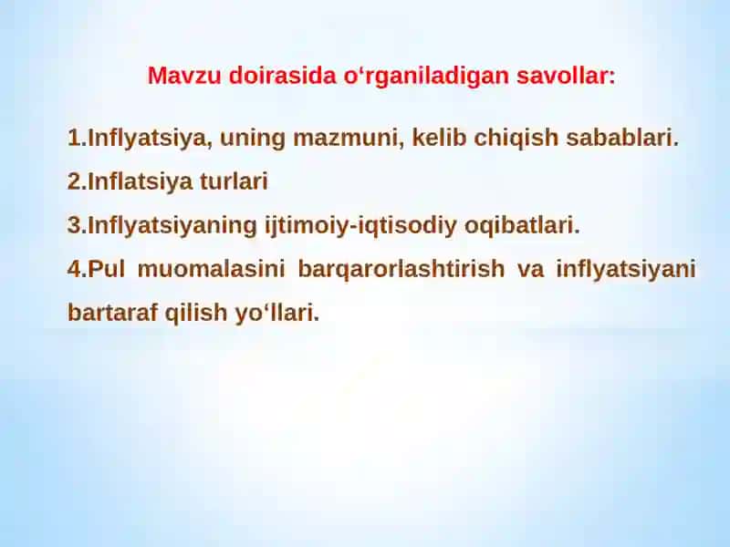Inflyatsiya va uning turatlari 2