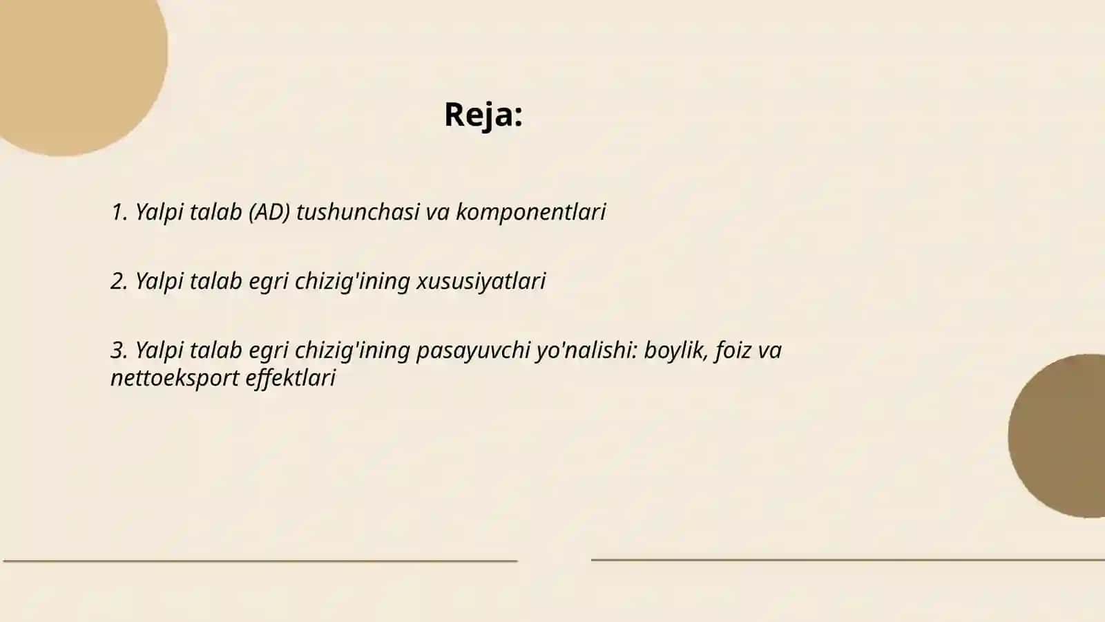 Yalpi talab va uning egri chizig’i 2