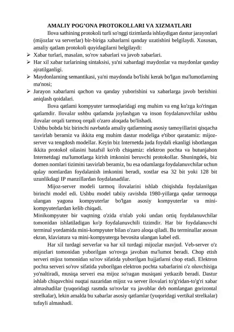AMALIY POG’ONA PROTOKOLLARI VA XIZMATLARI 2