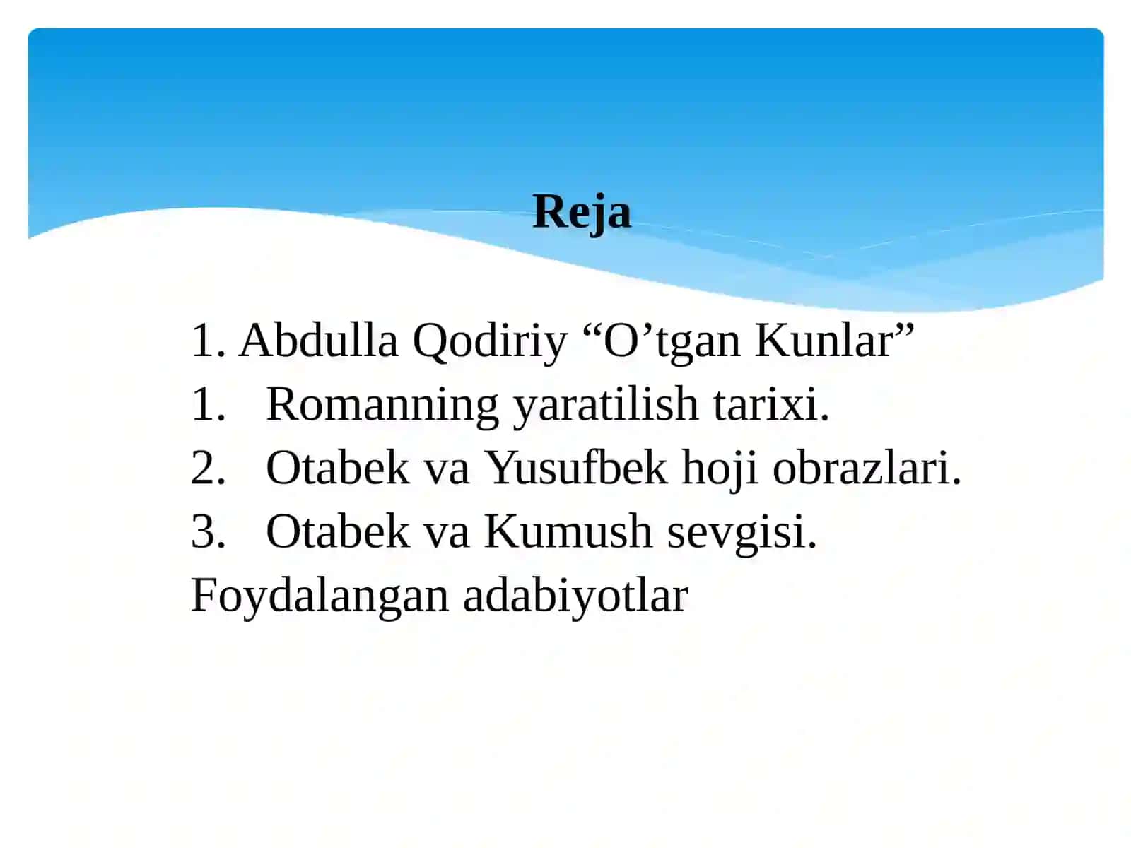 Abdulla Qodiriyning “O’tgan Kunlar” romani 2