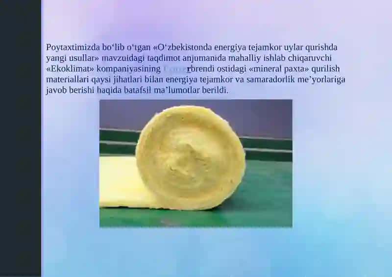 Ecover«mineral paxta» qurilish materiallar 2