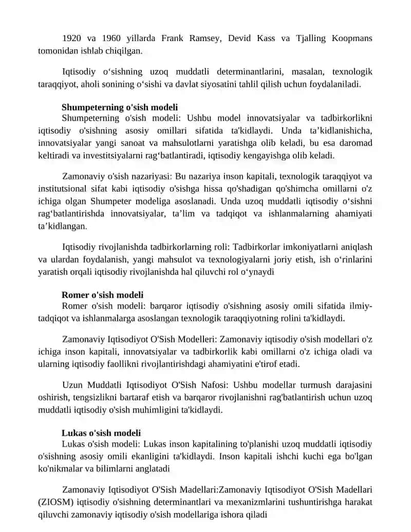 Zamonaviy Iqtisodiyot O'Sish Madellari 2