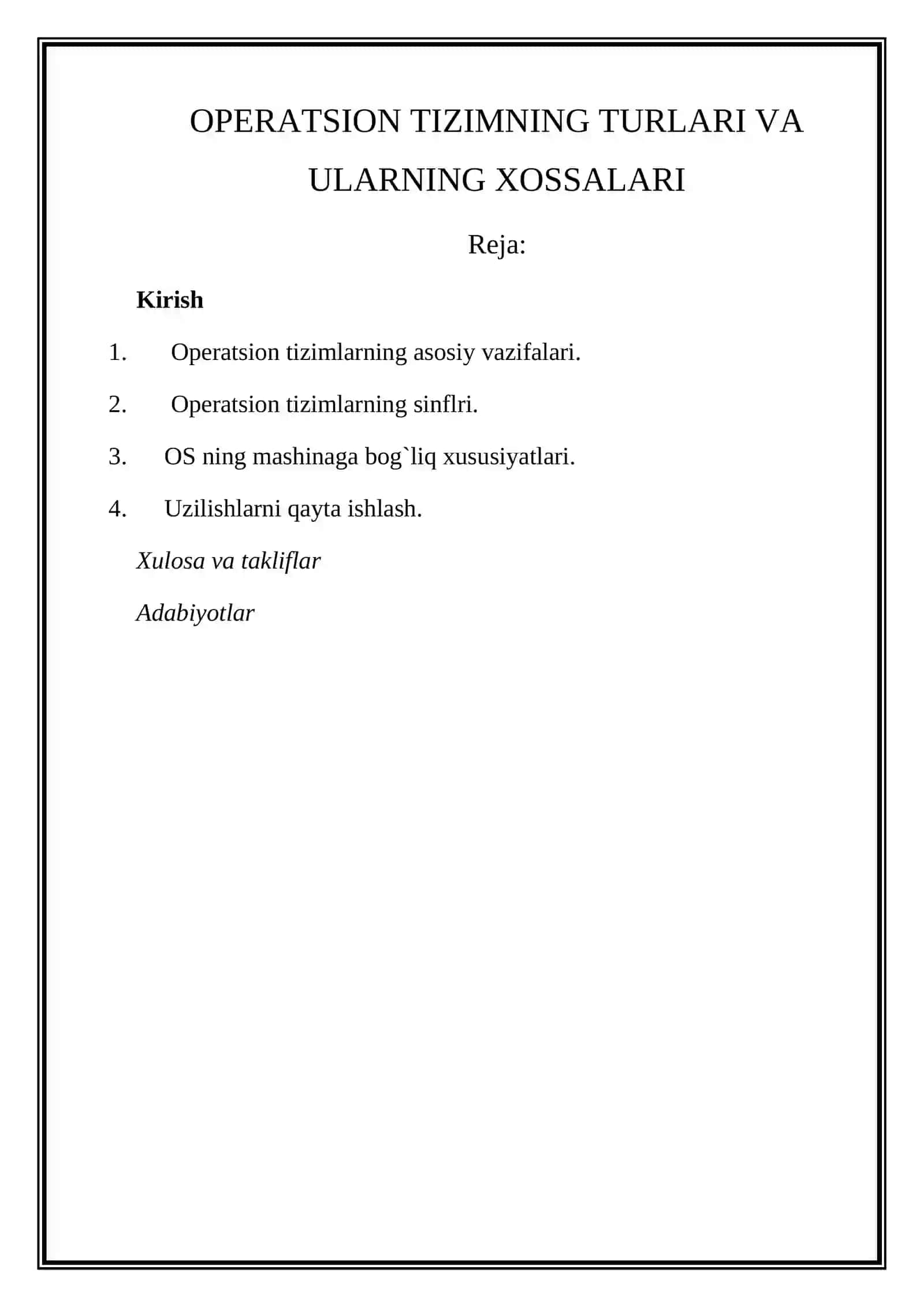 Operatsion tizimlarning asosiy vazifalari 2
