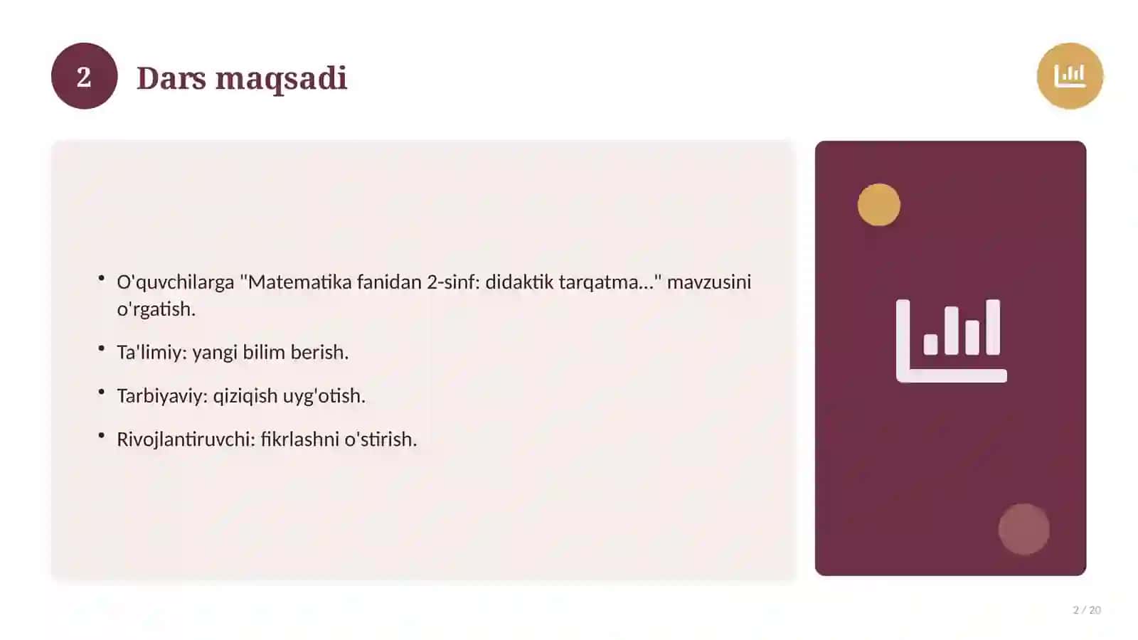 Matematika fanidan 2-sinf: didaktik tarqatma materiallar 2