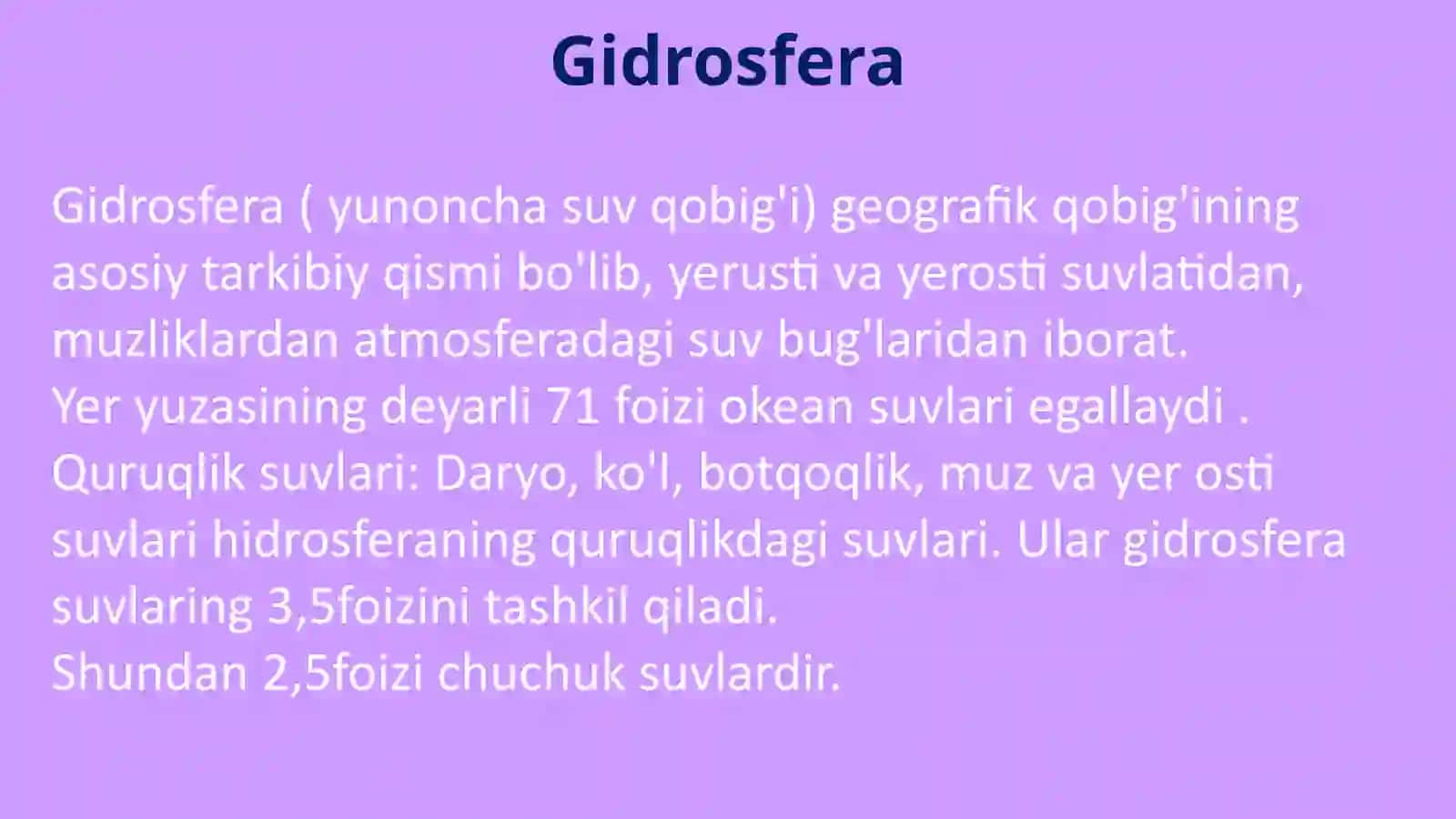 Gidrosfera ( yunoncha suv qobig'i) 2