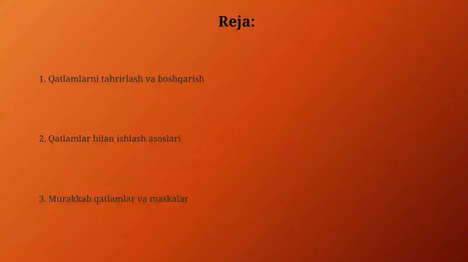 Qatlamlar bilan ishlash Adobo Photoshop dasturida 2