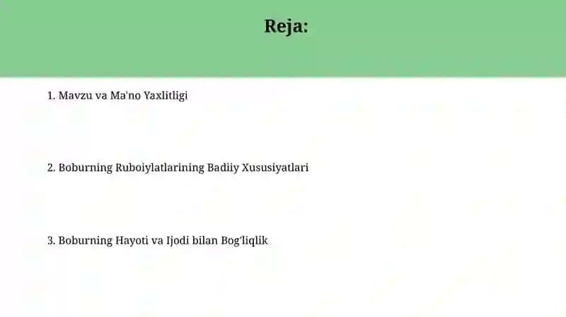 Bobur ruboiylari tahlili 2