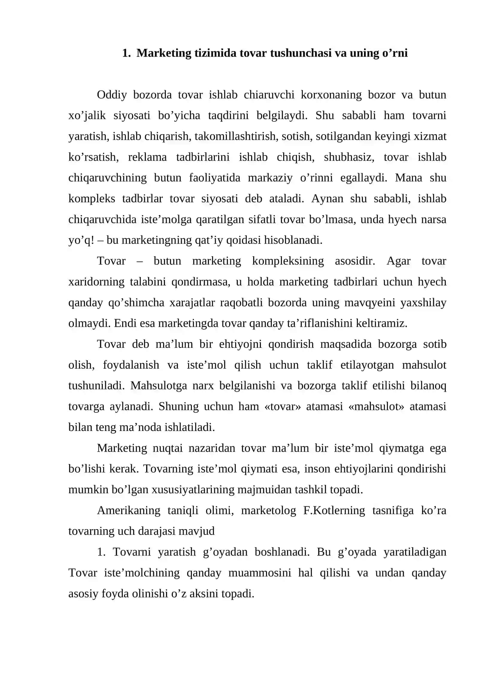 Korxonalarda tovar siyosati va uni takomillashtirish yo‘llari 2
