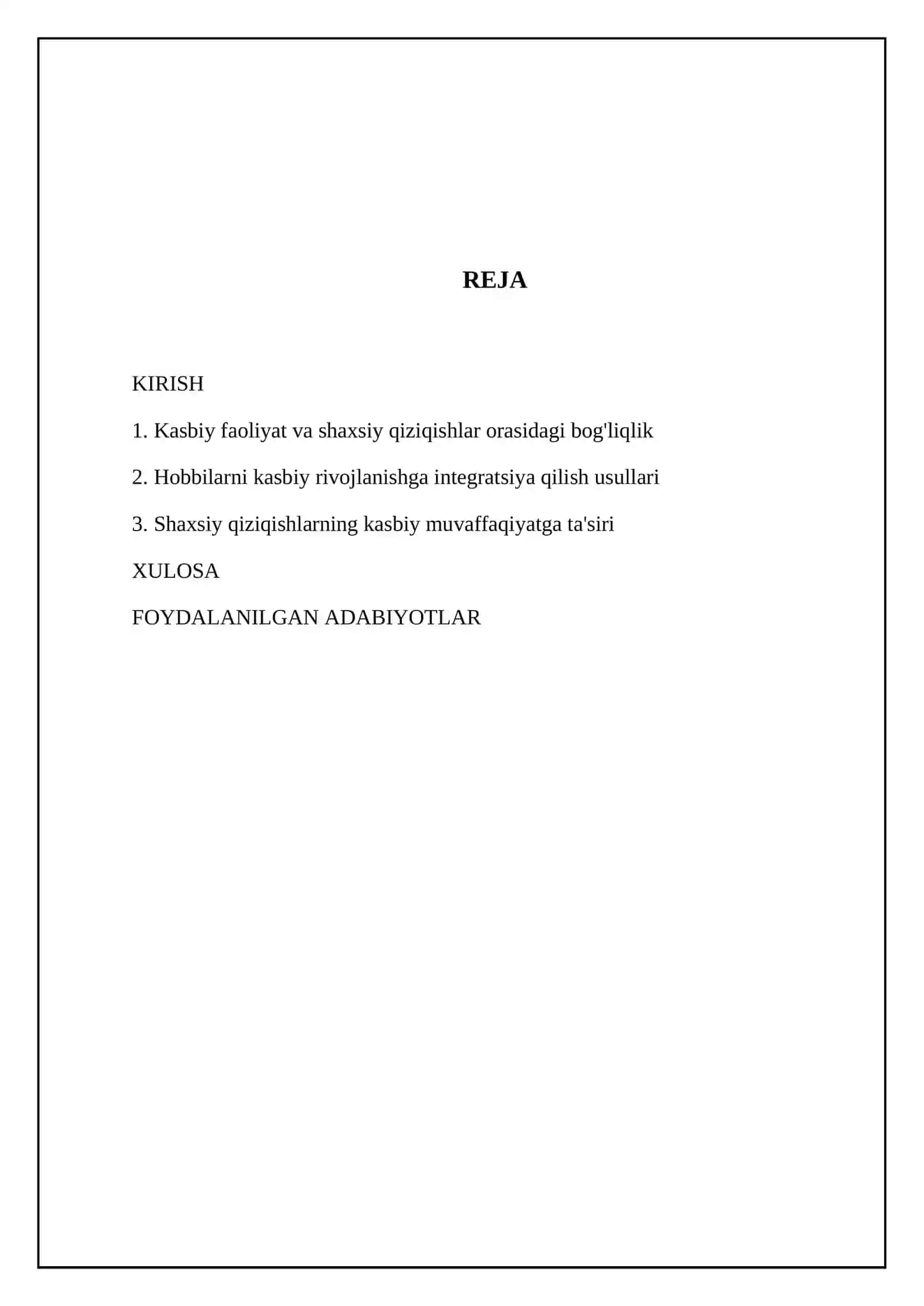 Kasb ca hobbi haqida referat 2