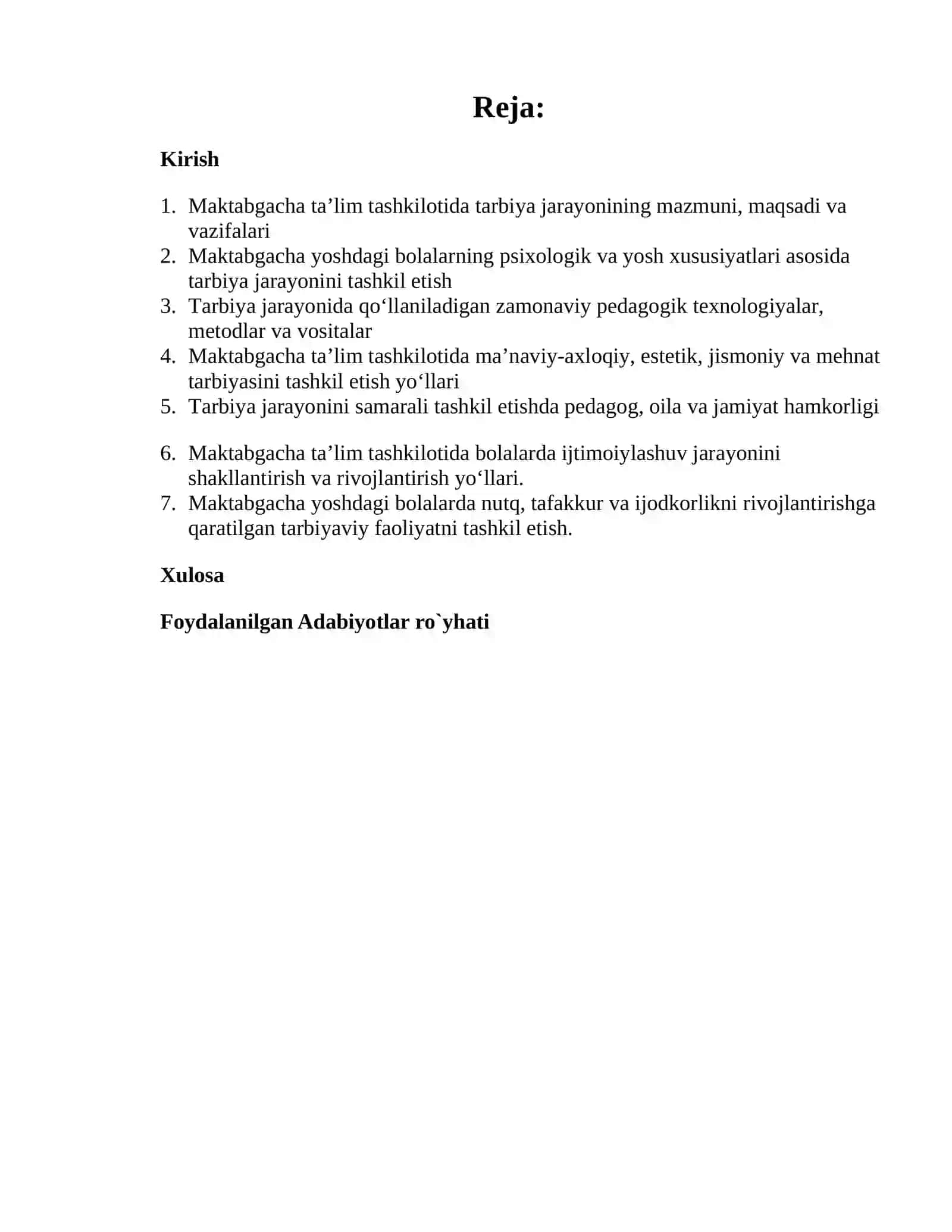 Maktabgacha taʼlim tashkilotida tarbiya jarayonini tashkil etish 2
