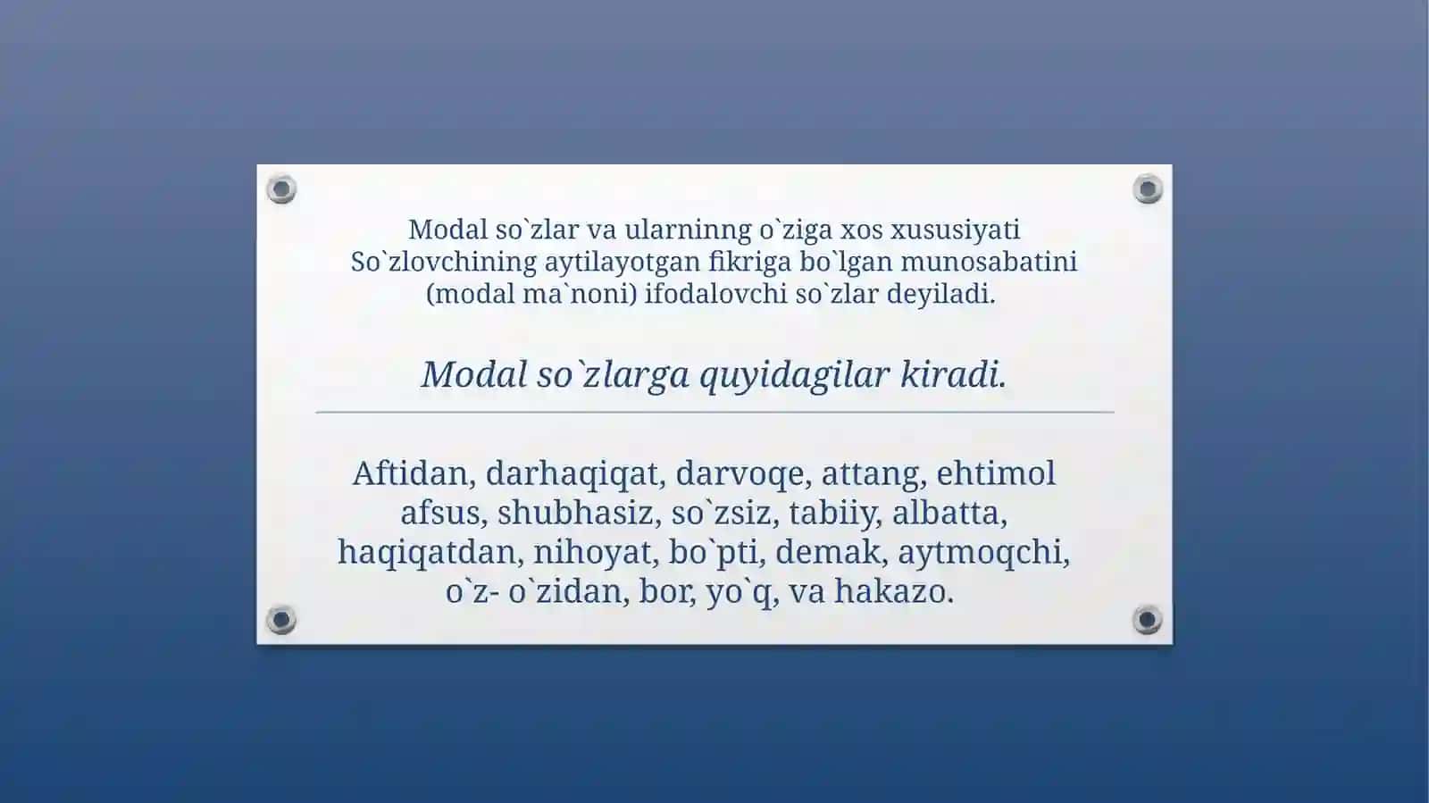 ALOHIDA OLINGAN SO`ZLAR TURKUMI 2