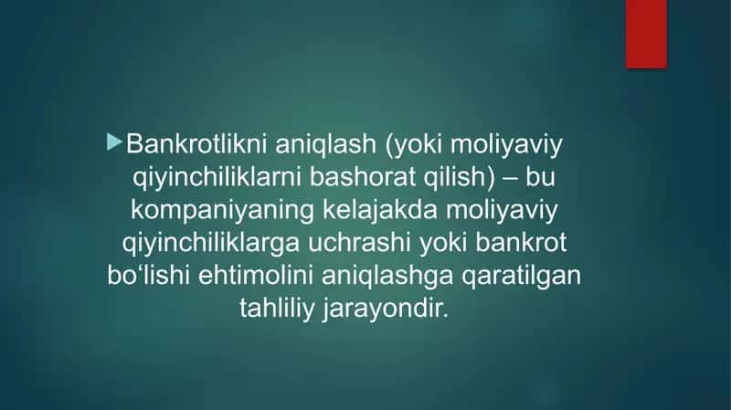 Bankrotlikni aniqlashning turli modellari 2