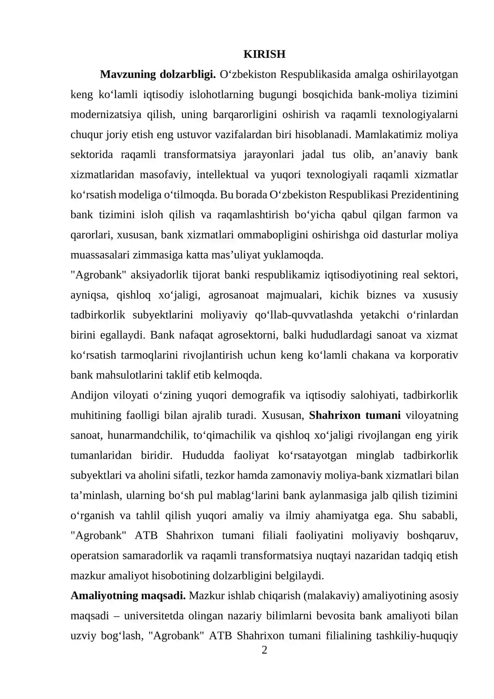 Bank xizmatlari va mahsulotlari 2