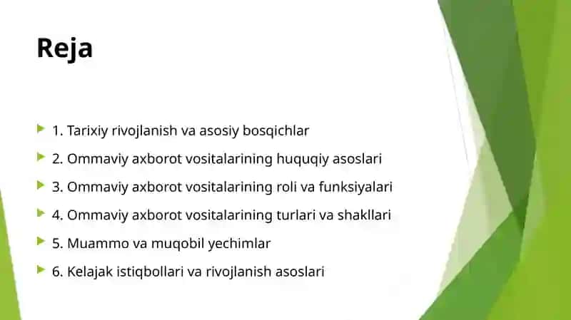 O‘zbekistonRespublikasining ommaviy axborot vositalarining faoliyati 2
