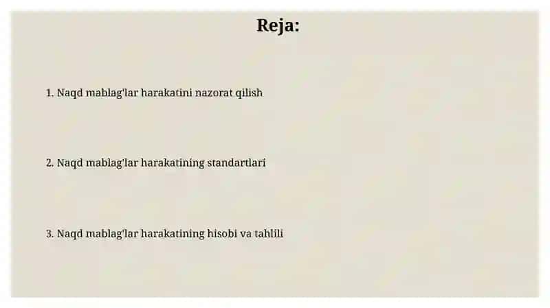 Naqd mablag'lar harakati va uning tahlili 2