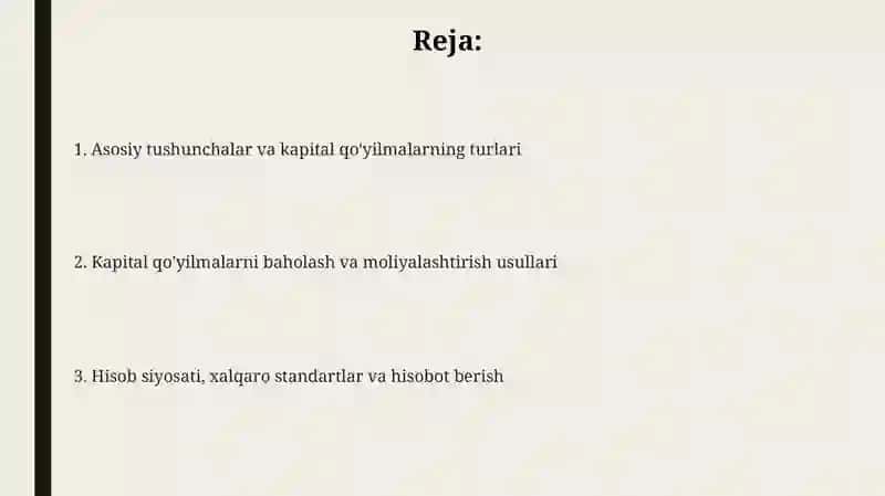 Kapital qoʻyilmalarini hisobga olish 2