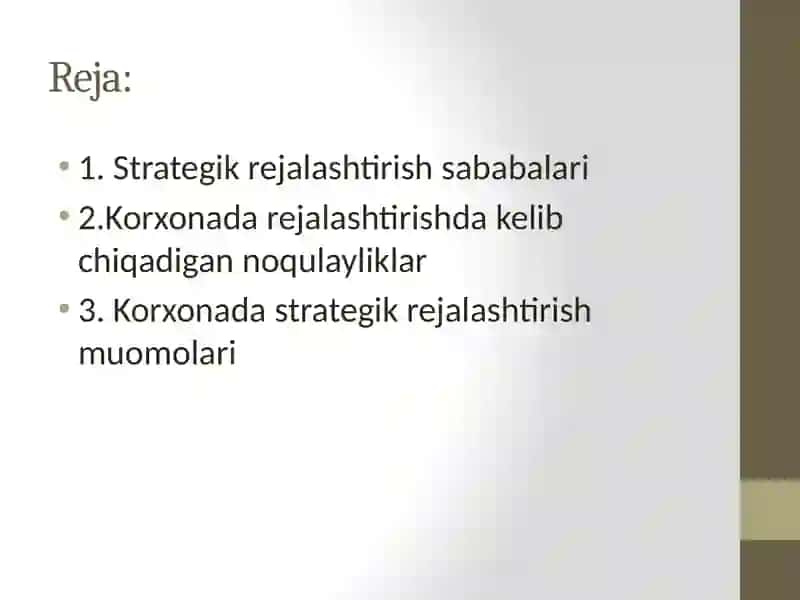 Korxonadastrategik rejalashtirish muomolari 2