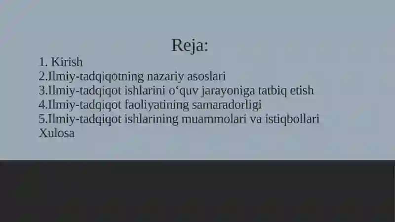 Mutaxasislik fanlarni oqitish jarayonida ilmiy-tadqiqot ishlari 2