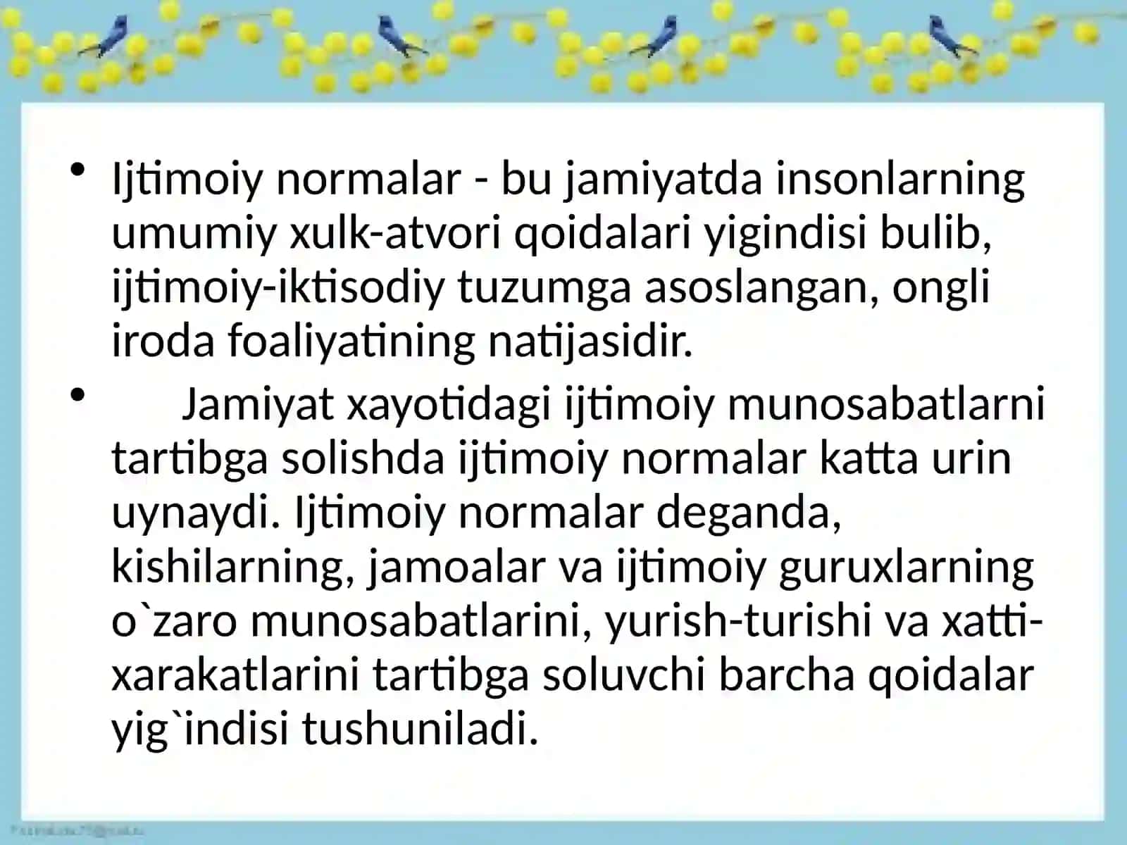 Ijtimoiy xulq normalari tushunchasi 2