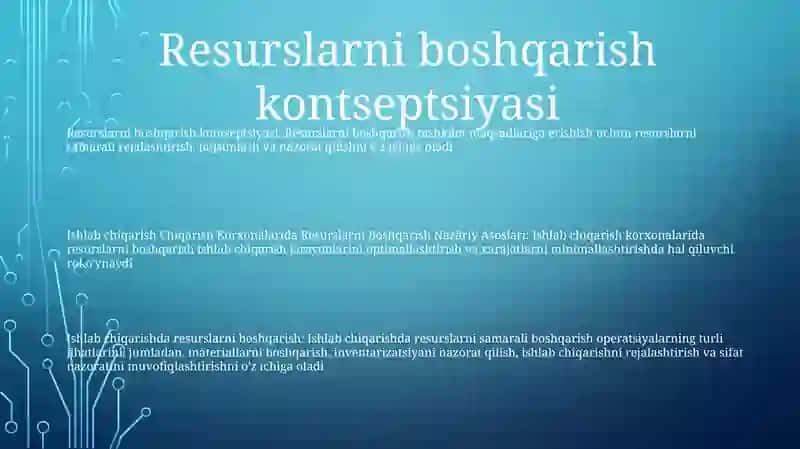 Resurslarni Boshqarish Nazâriy Asoslari 2