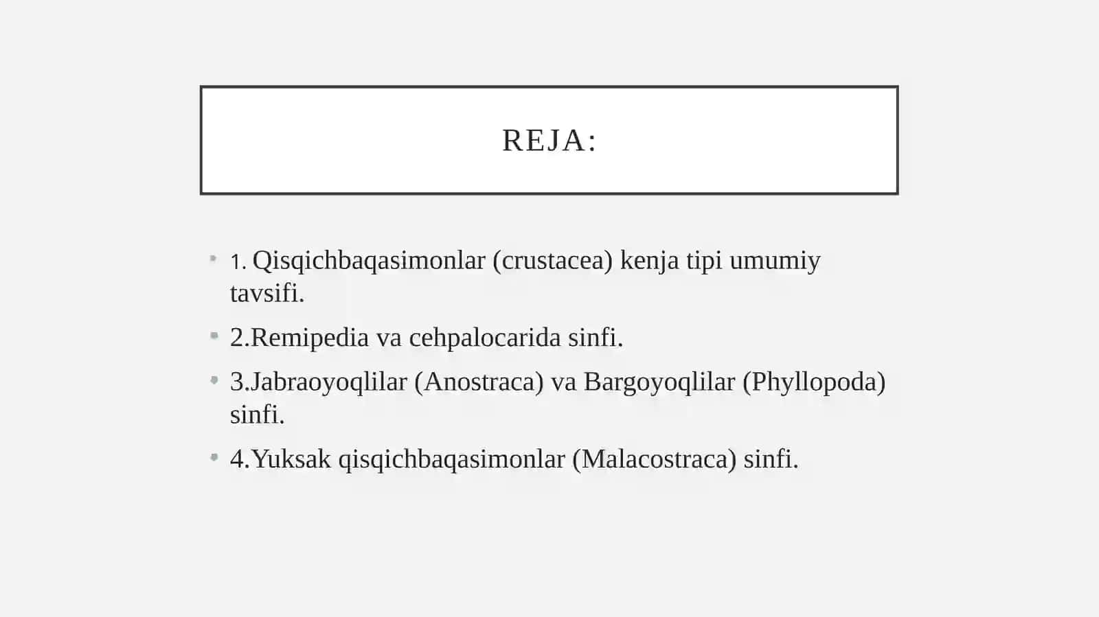 Qisqichbaqasimonlar(crustacea)kenjatipi 2