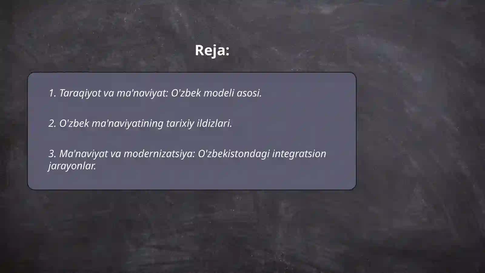 Taraqiyotning o'zbek modelida ma'naviyatning o'rni 2