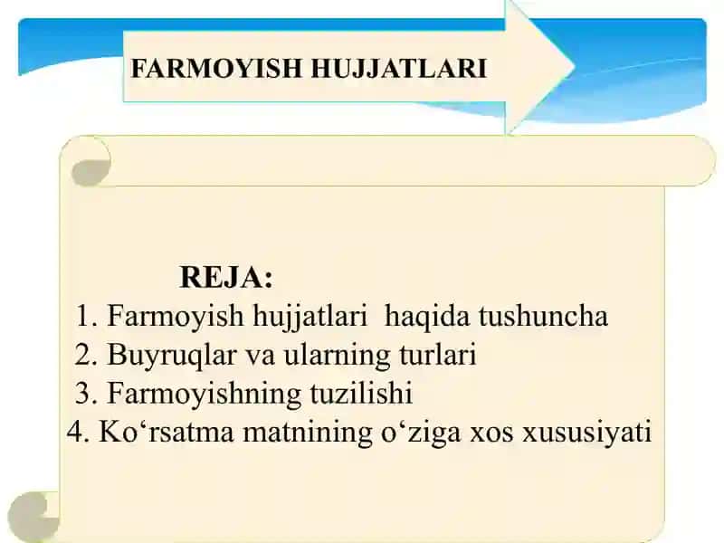 FARMOYISH HUJJATLARI 2
