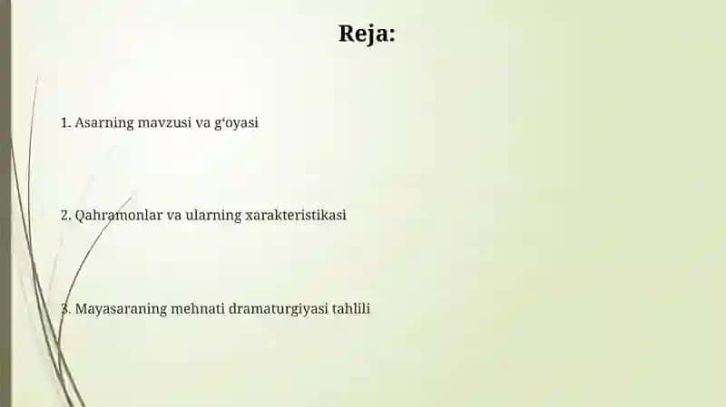 Maysaraning ishi dramasi tahlili 2