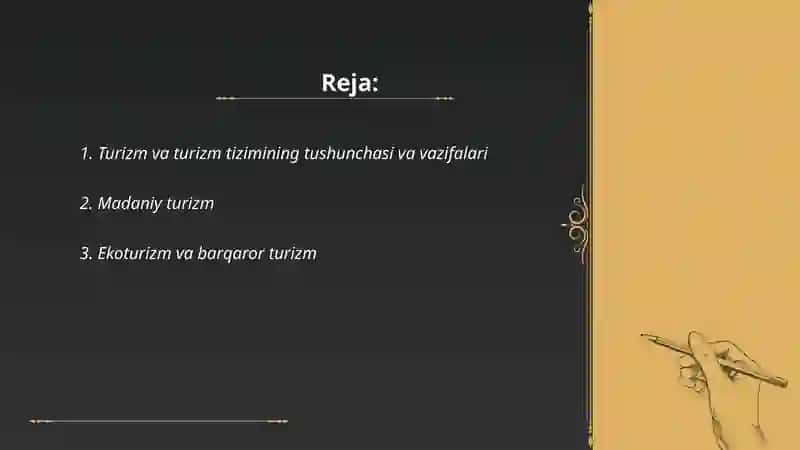 Turizm va turizm tizimi 2