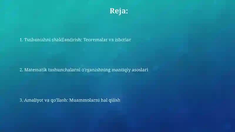 Matematik tushunchalarni o'rganishdan mantiqiy yondashuv 2