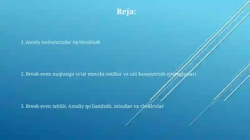 Zararsizlik nuqtasi 2