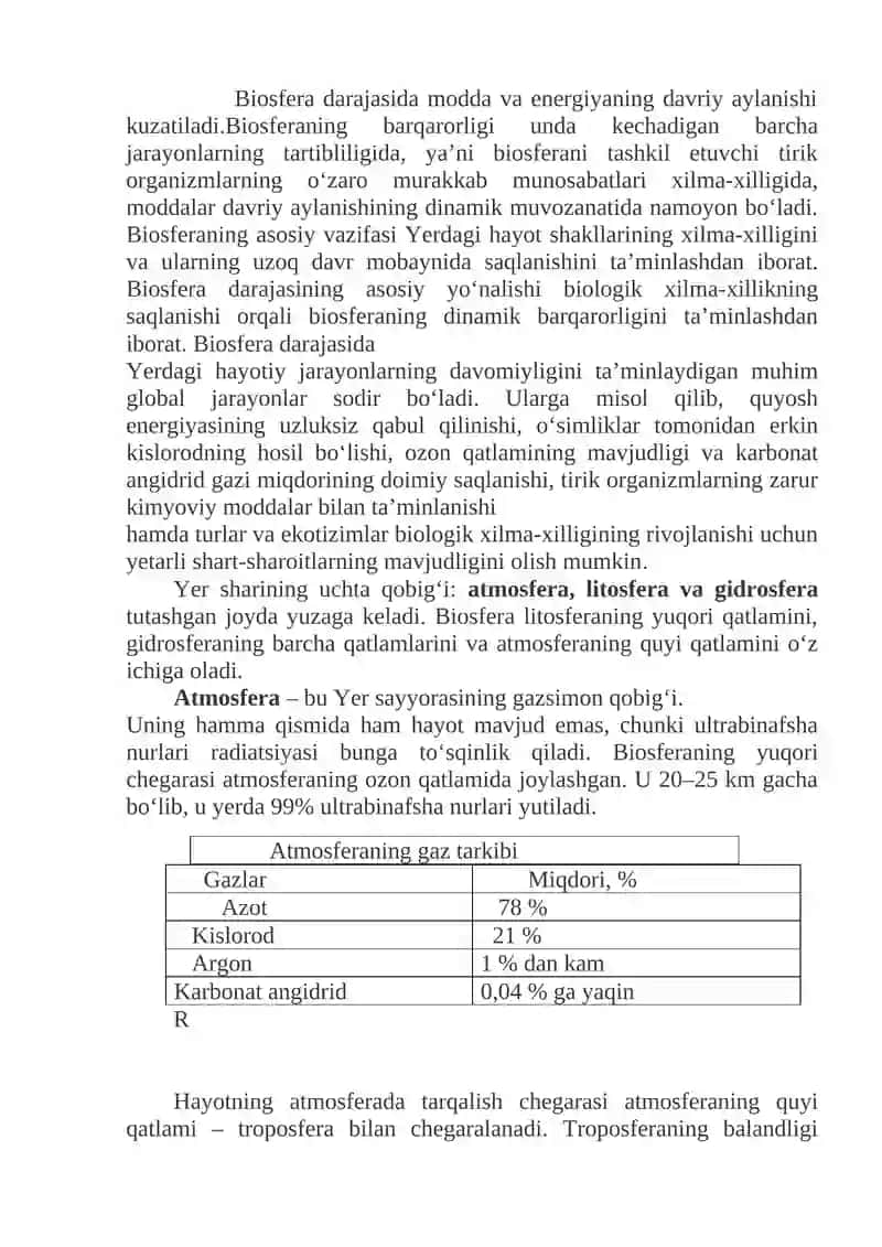 Biosfera haqida umumiy tushuncha 2