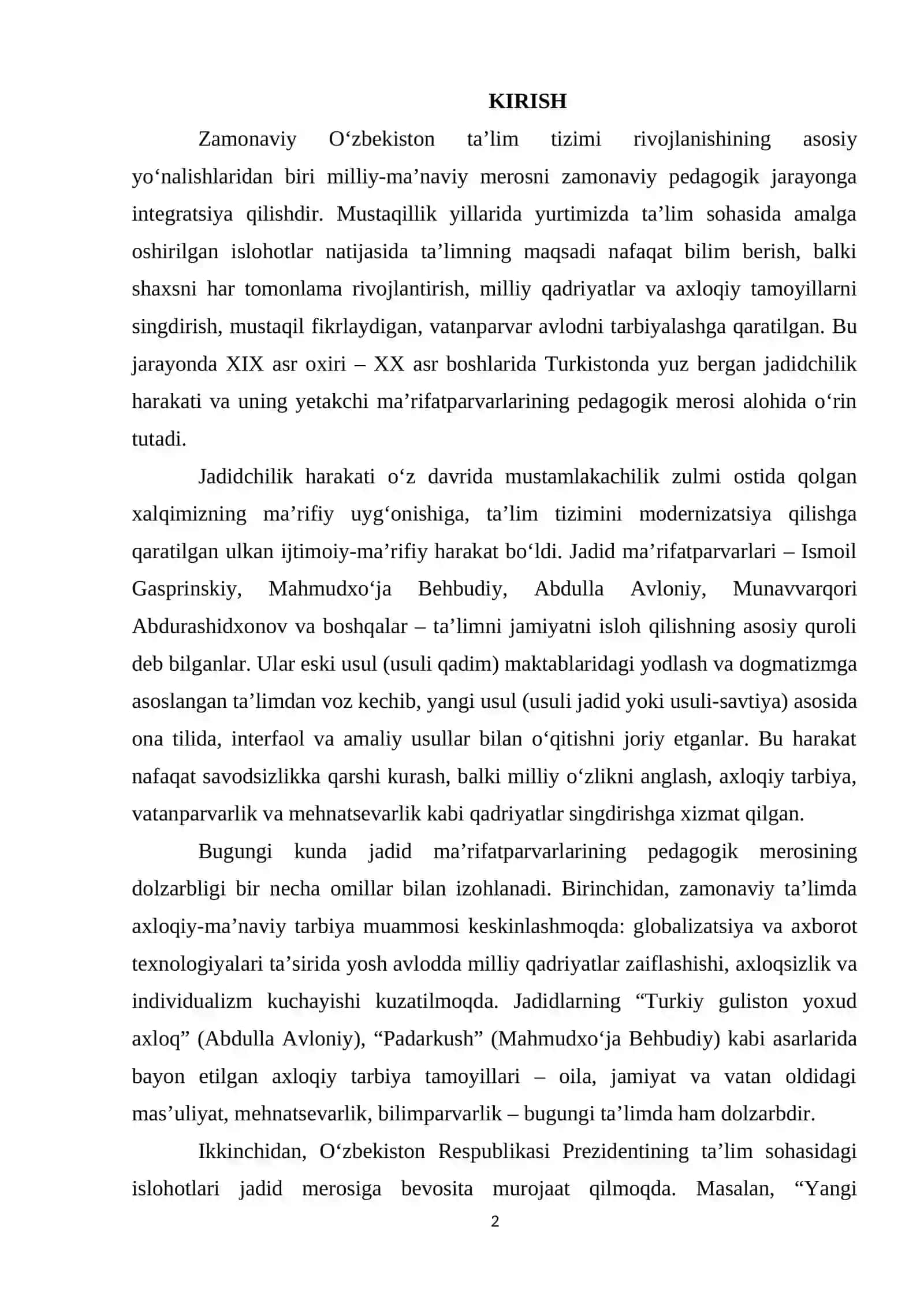 Pedagog faoliyatida jadid ma’rifatparvarlarining merosidan foydalanish 2