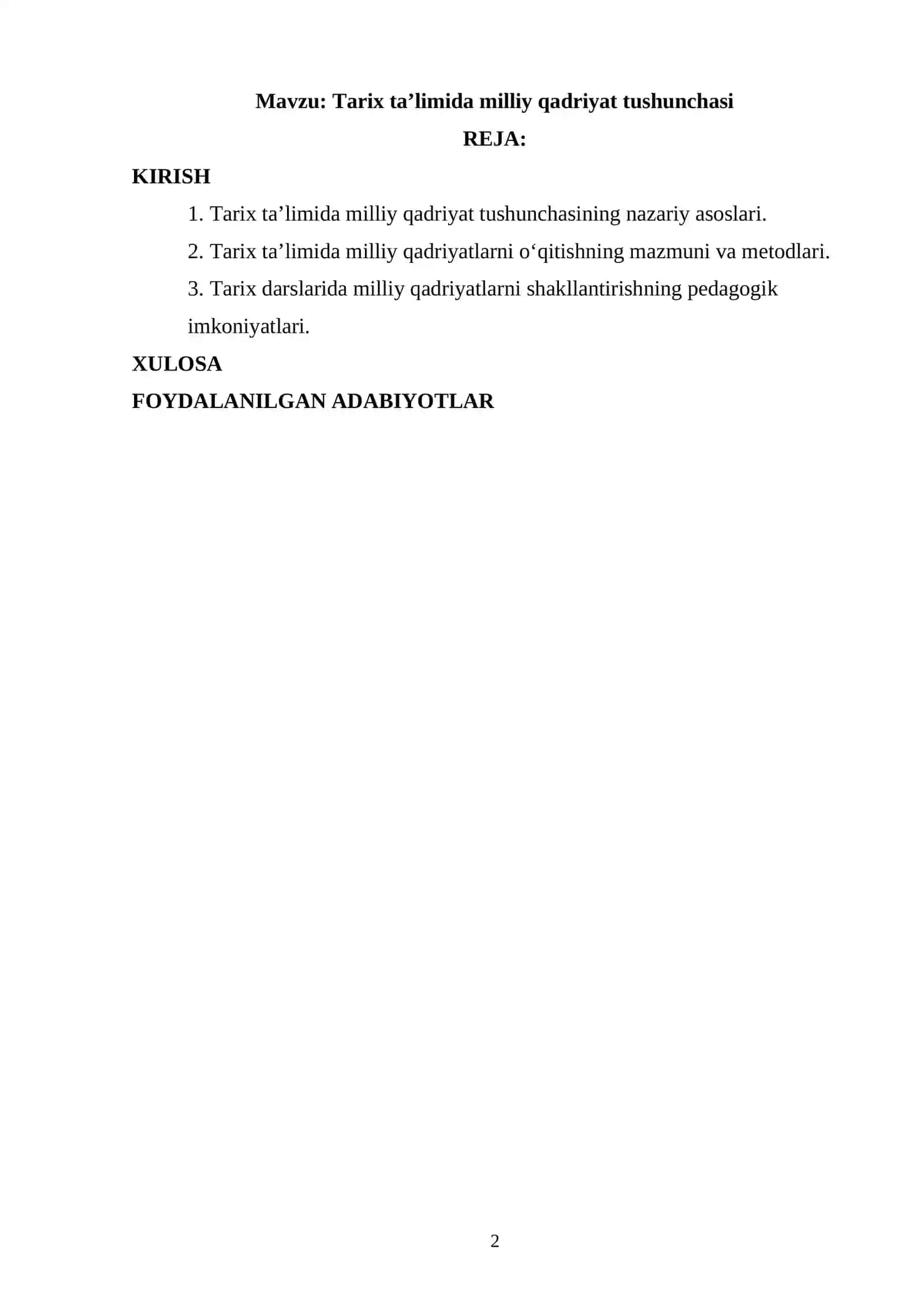 Tarix ta’limida milliy qadriyat tushunchasi 2