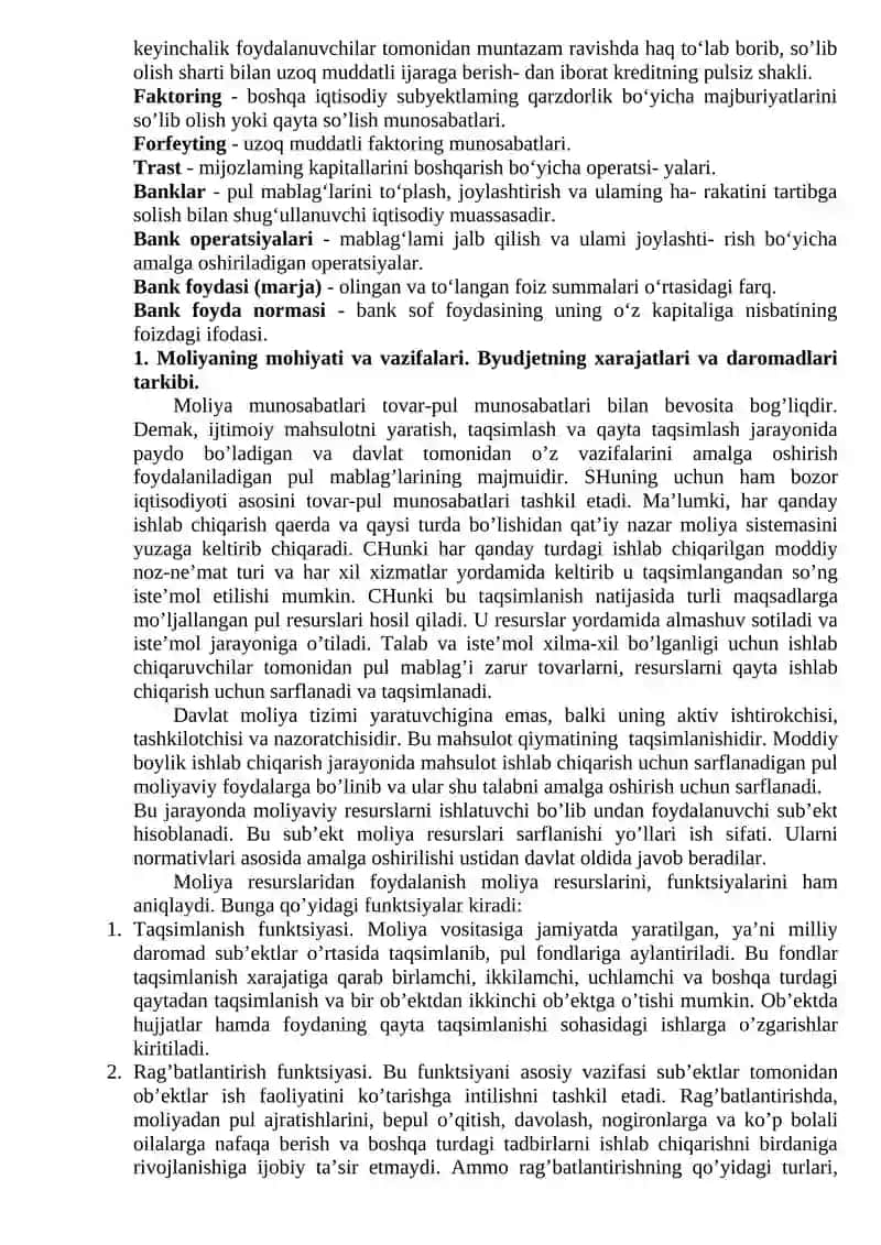 Moliya tizimi va moliyaviy siyosat 2